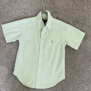 Ralph Lauren Kids Light Green Striped Button-Down Shirt